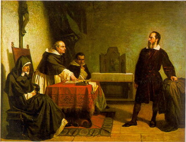 Painting of Galileo facing the Roman Inquisition by Cristino Banti