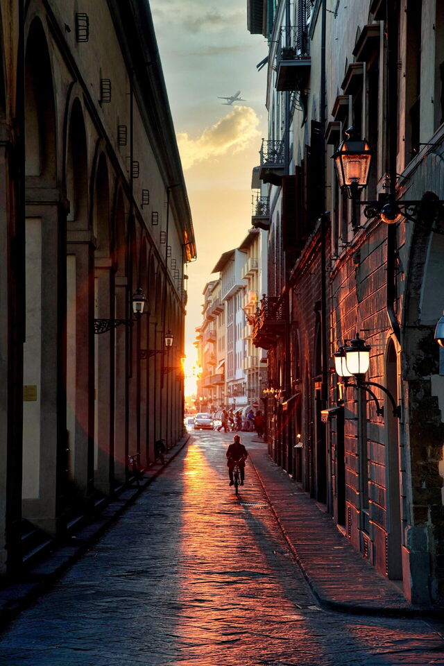 Streets in Florence at sunset