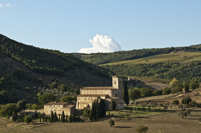 View of the Abbey and of the hills that surrounding it