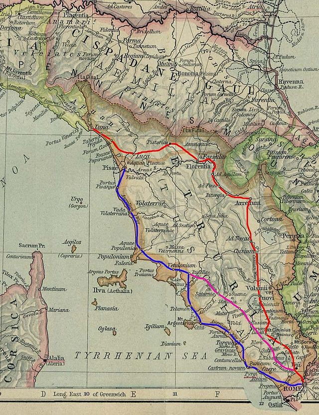 Via clodia marked in pink line