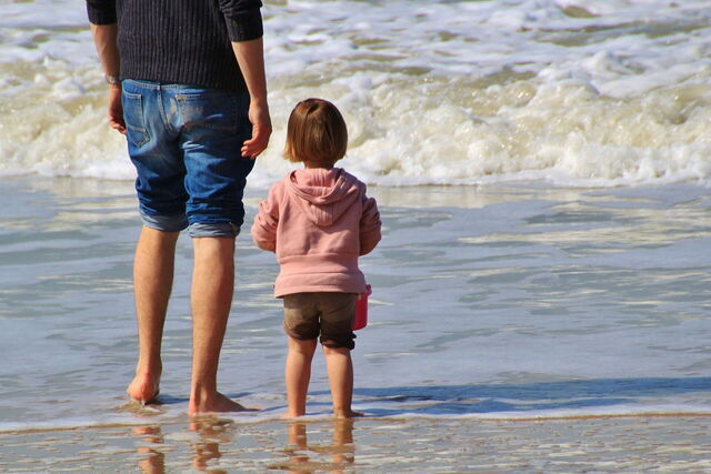On the beach with kids