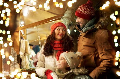 Family at a Christmas market