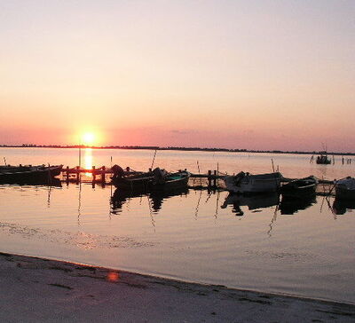 Sunset over Orbetello lagoon