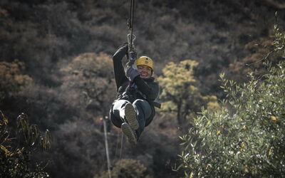 Woman on a zipline
