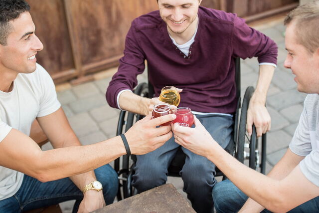 Friends having a beer