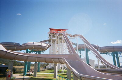 Zoom down a winding water slide!