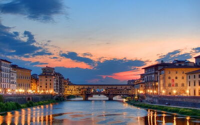 Sunset over the Arno River