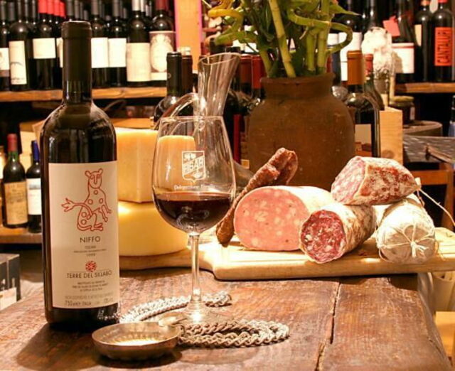 Tuscan wine and salami