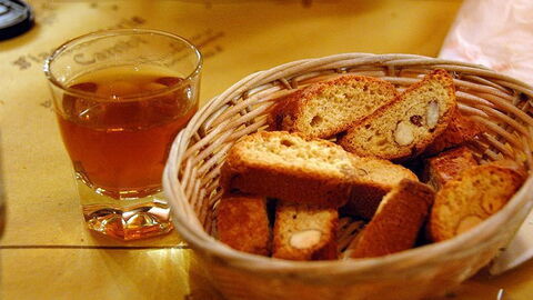 Biscotti and glass of vin santo