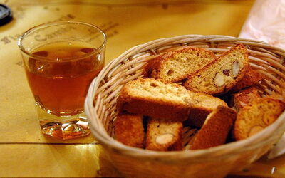 Biscotti and glass of vin santo
