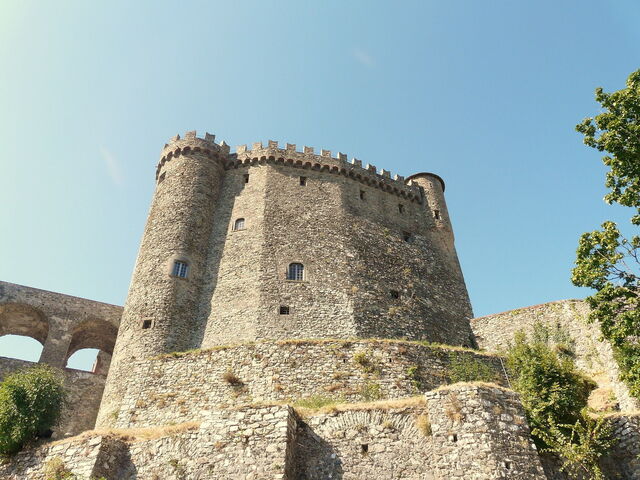 View of base and walls at Malaspina Castle