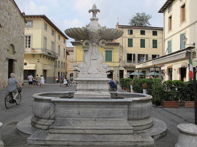 Main square fountain in Camaiore town