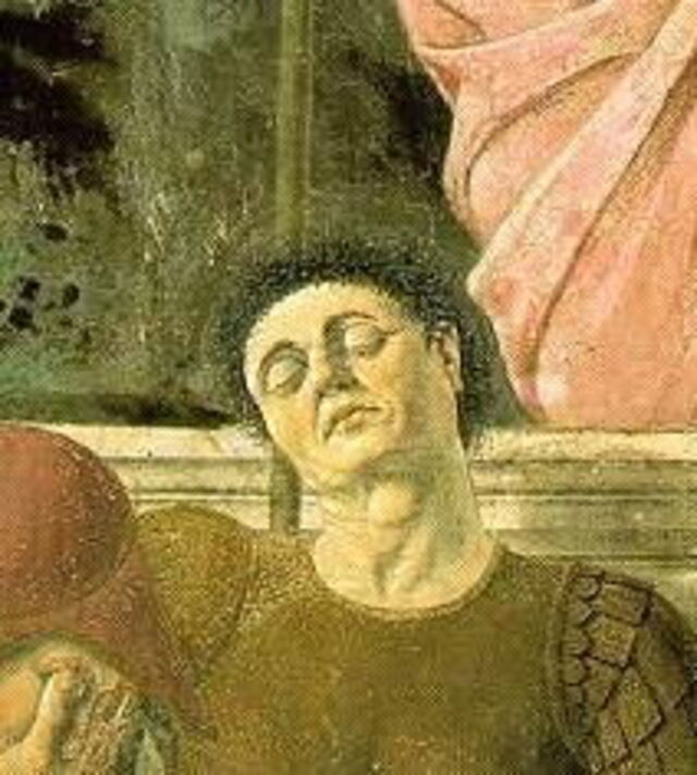 self portrait of Piero from his painting 'Resurrection'