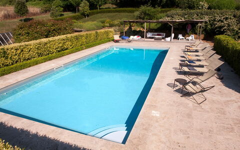 Casale Porano: Piscina, Proprietà, Tempo Libero, Casa, Immobiliare, Vacanza, Erba, Rettangolo, Villa, Lettino