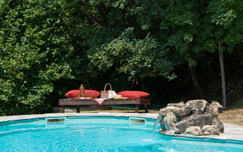 Villa Paola: Swimming Pool, Leisure, Outdoor Furniture, Furniture, Resort, Recreation, Shade, Water Feature, Garden, Backyard
