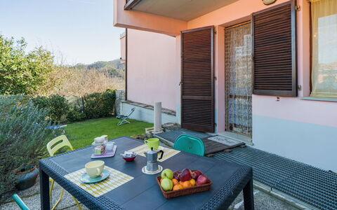 Pignone 100: Balcony, Chair, Shade, Kitchen & Dining Room Table, Outdoor Table, Outdoor Furniture, Yard, Backyard, Houseplant, Wood Stain