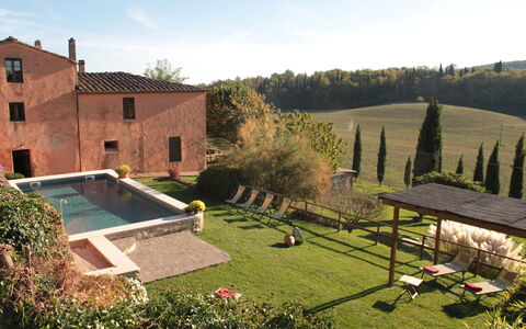 Villa Le Caggia: Proprietà, Casa, Costruzione, Piscina, Estate, Immobiliare, Agriturismo, Villa, Erba, Backyard