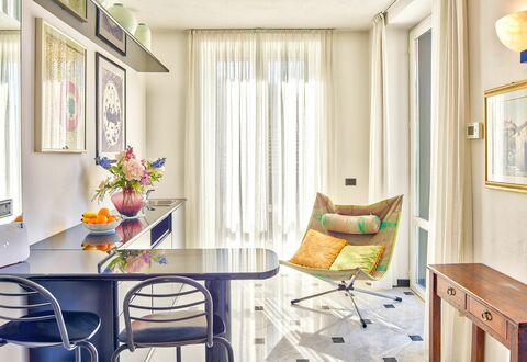 Villa Helvezia - Levanto: Room, Furniture, Interior Design, Property, Curtain, Living Room, Yellow, Building, Table, Home