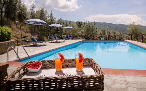 Villa Le Capanne: Piscina, Ricorrere, Proprietà, Tempo Libero, Vacanza, Immobiliare, Costruzione, Mobili Da Esterno, Lettino, Villa