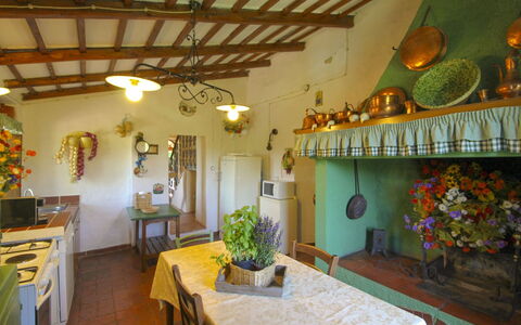 Villa Gioiosa: Furniture, Table, Interior Design, Chair, Kitchen & Dining Room Table, Room, Ceiling, Wood Stain, Houseplant, Dining Room