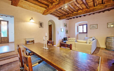 Pozzo Dei Desideri: Room, Property, Building, Furniture, Ceiling, Interior Design, Hardwood, Floor, Beam, Wood Flooring