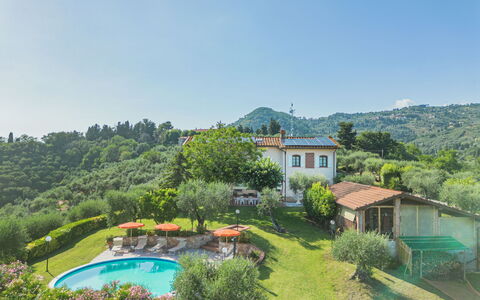 Villa le Casette: Sky, Plant, Property, Azure, Natural Landscape, Water, Tree, Building, Mountain, House