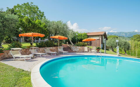Villa le Casette: Water, Plant, Sky, Property, Cloud, Swimming Pool, Tree, Building, Outdoor Furniture, Shade
