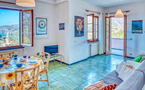 Olivi Del Mesco - Levanto: Camera, Proprietà, Costruzione, Immobiliare, Mobilia, Azzurro, Casa, Interior Design, Soggiorno, Pavimento
