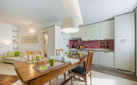 Casa Melograno: Furniture, Interior Design, Flooring, Kitchen, Floor, Ceiling, Wood, Chair, Room, Table