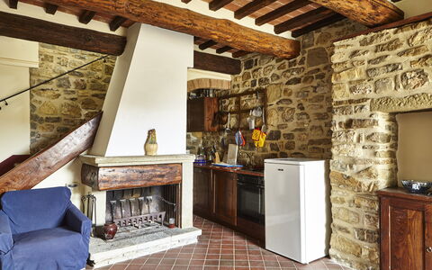 Villa Cincinelli: Property, Room, Building, Beam, Hearth, Interior Design, Wall, Ceiling, Living Room, House