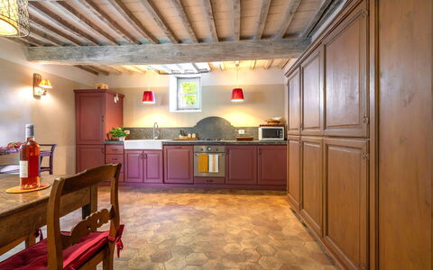 Casa di Giulio: Furniture, Interior Design, Kitchen, Flooring, Cabinetry, Countertop, Wood, Ceiling, Floor, Kitchen Appliance