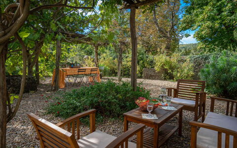 Casa di Giulio: Furniture, Shrub, Outdoor Furniture, Garden, Plant Community, Shade, Outdoor Table, Spring, Groundcover