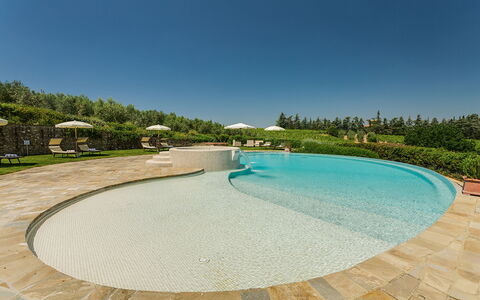 Villa Sole Del Chianti: Acqua, Cielo, Piscina, Azzurro, Pianta, Albero, Tempo Libero, Materiale Composito, Shade, Paesaggio