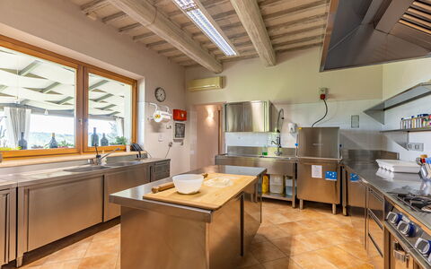Villa Le Buche: Property, Furniture, Cabinetry, Table, Building, Countertop, Kitchen, Wood, Interior Design, House