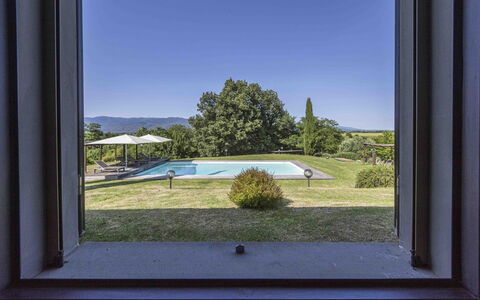 Casina Dell'acquaborra: Lotto, Shade, Prato, Landscaping, Agriturismo, Piscina, Backyard