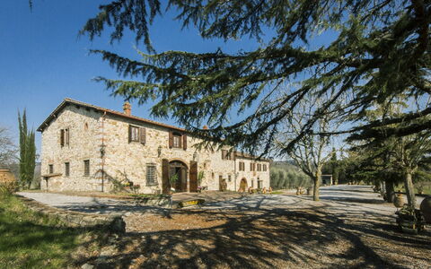 Villa Di Gaiole: Sky, Building, Plant, Window, Tree, Natural Landscape, House, Grass, Landscape, Cottage