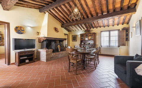 Villa Cevoli: Furniture, Picture Frame, Property, Table, Couch, Wood, Window, Chair, Living Room, Interior Design