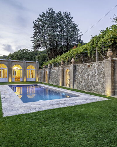 Villa Torreone: Sky, Plant, Water, Cloud, Tree, Swimming Pool, Grass, Building, Leisure, Landscape