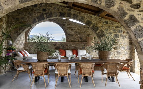Villa Della Regina: Furniture, Table, Plant, Property, Chair, Interior Design, Lighting, Shade, Building, Outdoor Furniture