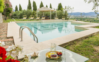 Villa Montegattoli, Pool, Landscape, Wifi, Ac: Water, Property, Sky, Plant, Azure, Tableware, Swimming Pool, Architecture, Tree, Outdoor Furniture