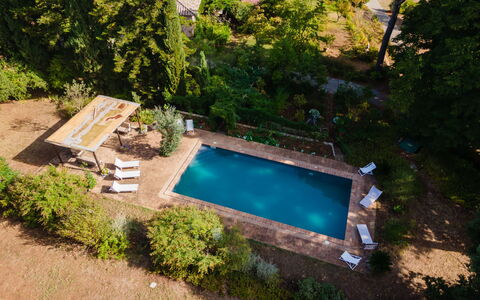 Il Giardino di Eugenia: Water, Plant, Swimming Pool, Shade, Rectangle, Outdoor Furniture, Grass, Building, Leisure, Natural Landscape
