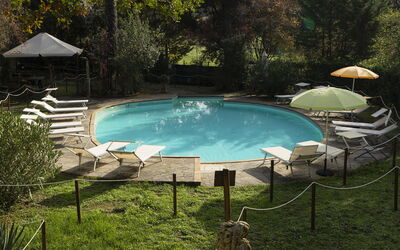 Borgo Dolciano: Water, Plant, Swimming Pool, Shade, Outdoor Furniture, Natural Landscape, Grass, Tree, Chair, Leisure