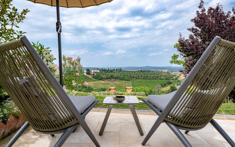 Melaiolo Modern Apartment With Pool, Montaione, To: Furniture, Outdoor Furniture, Chair, Shade, Outdoor Table, Garden, Patio, Eco Hotel, Coffee Table, Landscaping