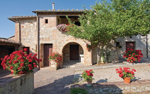 La Palazzina, Ville Di Corsano, Home And Pool: Flower, Plant, Building, Property, Window, Sky, House, Architecture, Flowerpot, Door