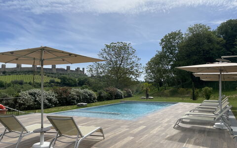 La Capanna, Borgo Campassini, Monteriggioni: Piscina, Mobili Da Esterno, Mobilia, Lettino, Sedia, Materiale Composito, Shade, Giardino, Ricorrere, Ombrello