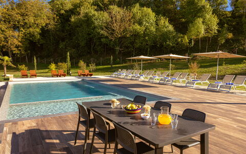 Le Torri, Borgo Campassini, Monteriggioni: Swimming Pool, Outdoor Furniture, Furniture, Resort, Chair, Table, Eco Hotel, Outdoor Table, Garden, Shade
