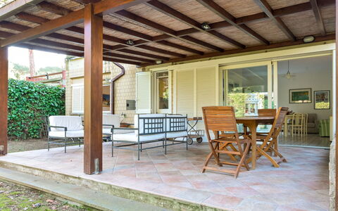 Il Gualdo: Wood, Furniture, Porch, Flooring, Floor, Outdoor Furniture, Ceiling, Door, Interior Design, Wood Stain