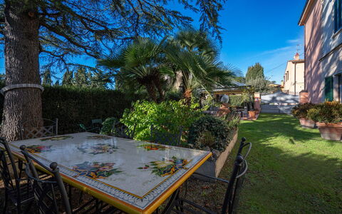 Ely Apartment In Villa, Wifi, Terricciola, Pisa: Arbusto, Giardino, Landscaping, Shade, Cortile, Hacienda, Vaso Di Fiori, Pianta Della Casa, Backyard