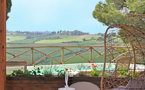 Capanna al Lago, Chianti Heritage with Vineyards V: Furniture, Outdoor Furniture, Chair, Outdoor Structure, Eco Hotel, Resort, Linens, Balcony, Hotel, Houseplant