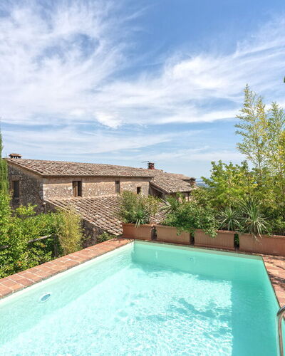 Podere Lorena, 13Th-Century Farmhouse in the Monta: Blue, Architecture, Swimming Pool, Composite Material, Estate, Hacienda, Villa, Farmhouse, Courtyard, Backyard